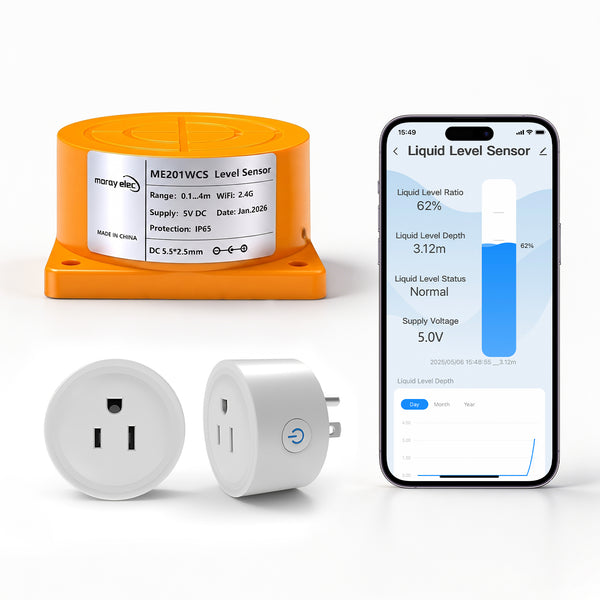 ME201WCS Smart Socket Tuya Mobile APP Wireless WiFi Remote Ultrasonic Real Time Water Level Sensor Monitor