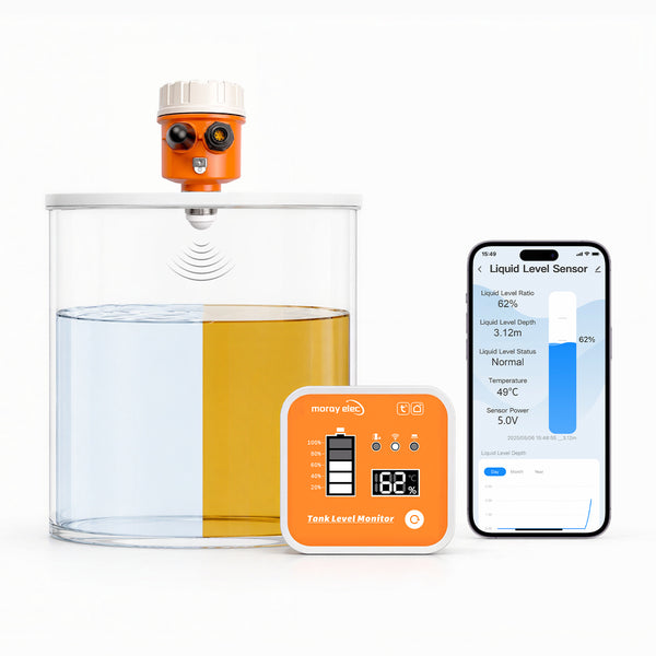 Moray ME203R Tuya APP LCD Display WiFi Mobile APP Long Distance Measuring Range 10m Oil Water Level Sensor Tank Level Monitor